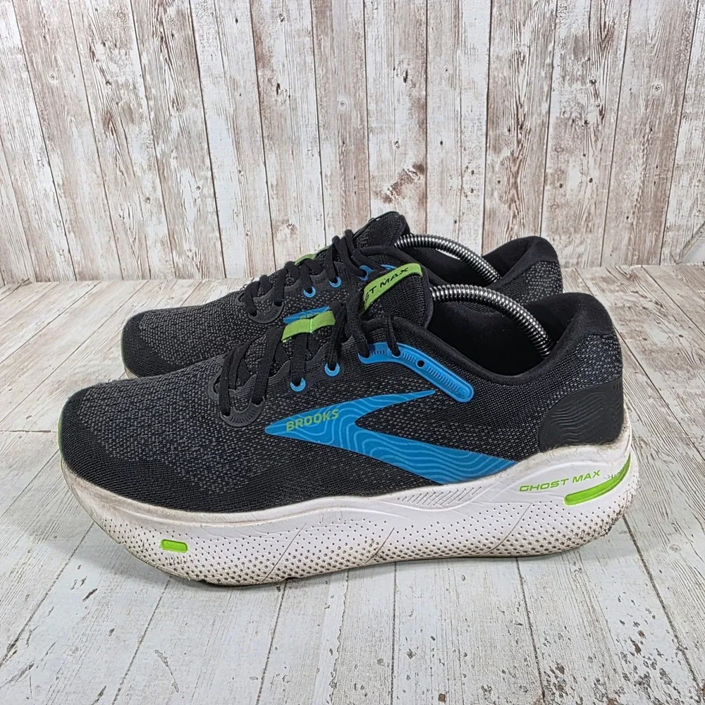 Brooks Ghost Max Mens 11 Black Blue Lime Running Shoes 1104061D060 DNA LOFT v2